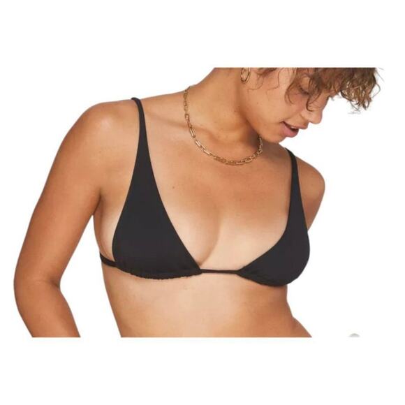 Andie Other - Andie Swim x Demi Moore Women’s The Tropez String Bikini Swim Top Large Black